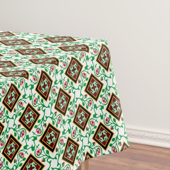 Nappe Vintage Rouge Vert Blanc Barcelone Floral (In Situ)