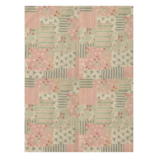 Nappe Vintage Shabby Chic Cherry Floral Découpage (Devant)