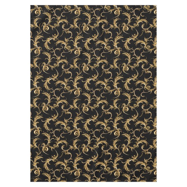 Nappe Vintage tendance Noir Golden Motif Retro (Devant)