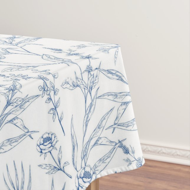 Nappe Vintage Toile Floral Dainty Bleu & Blanc (In Situ)
