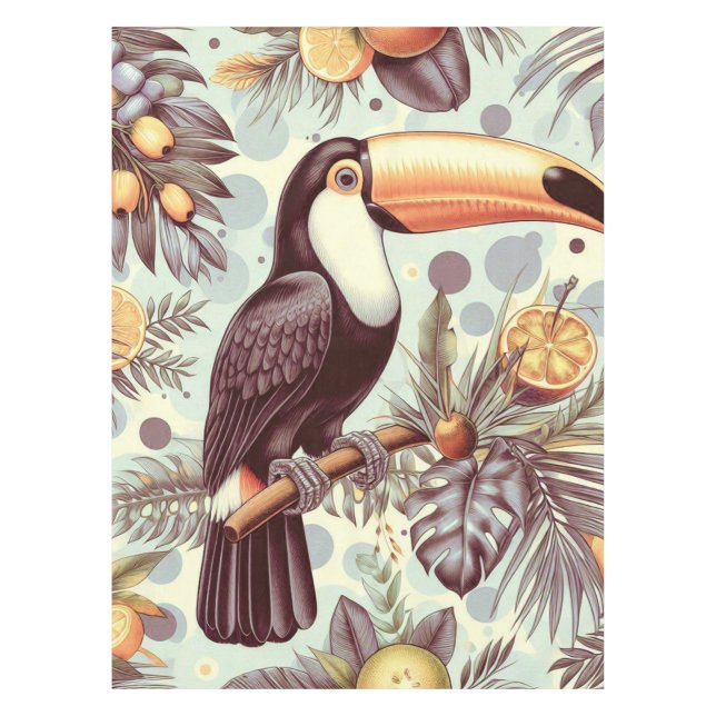 Nappe Vintage Toucan Tropical Motif (Devant)