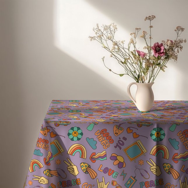 Nappe Vintage Vibes Tablecloth 70s Pastel Dining Art (Vintage Vibes Tablecloth 70s Pastel Dining Art)