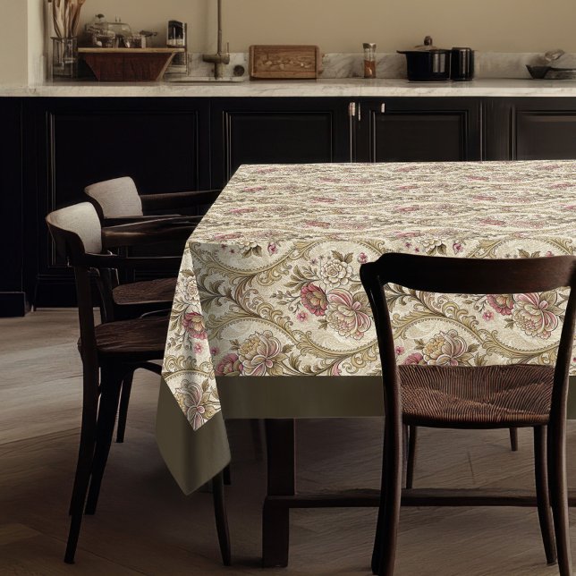 Nappe Vintage Victoria Damask Delicling Floral (Vintage Victorian Damask Delicate Swirling Floral Tablecloth)