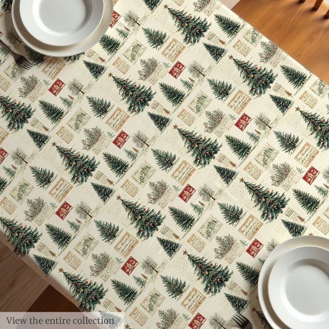 Nappe vintage Whimsical dans des teintes festives  (Whimsical vintage tablecloth in muted festive hues)