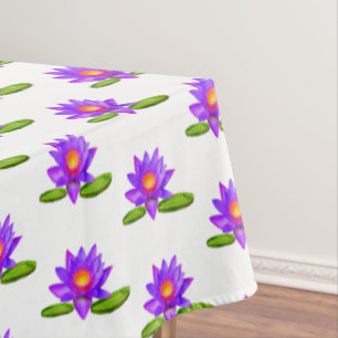 Nappe Violet Lotus Fleurs & Lily Pad sur Blanc