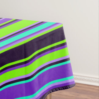 Nappe violette, aqua et chartreuse