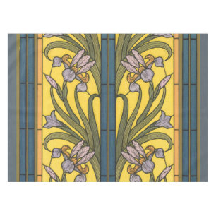 Nappe Vitrail Art Nouveau Fleur d'Iris Bleu Or