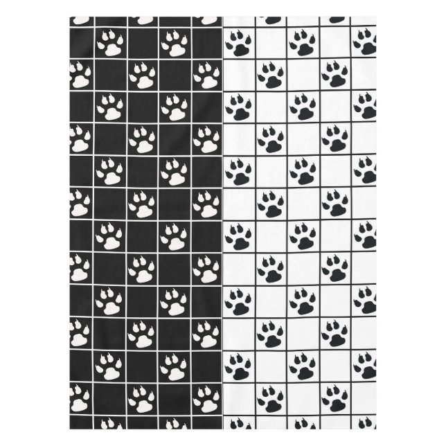 Nappe Vitre blanche noire Cute Paw Plaid (Devant)
