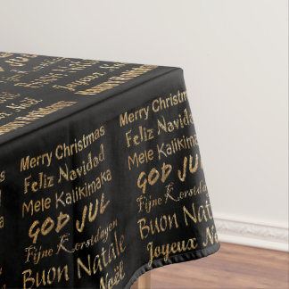 Nappe Vœux de Noël en paillettes dorées multilingues 