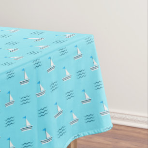 Nappe Voiliers sur le motif bleu de mer