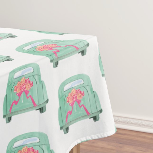 Nappe Voiture nuptiale texturée verte dessinée à la main (In Situ)