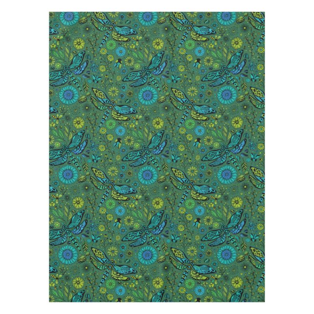 Nappe Voler, voler la libellule sur le vert émeraude (Devant)