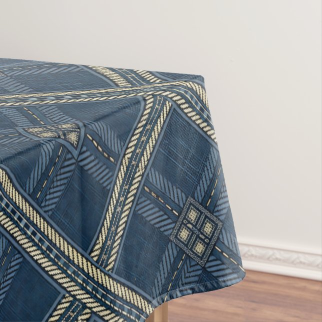 Nappe Vue en denim bleu et blanc (In Situ)