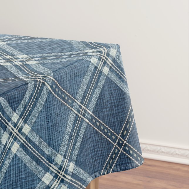 Nappe Vue en denim bleu et blanc (In Situ)