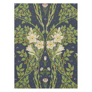 Nappe Walter Crane Vintage Marine Blanc Motif Lys