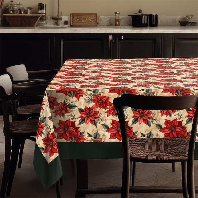 Nappe Watercolor Poinsettia Tablecloth Rustic Christmas (Watercolor Poinsettia Tablecloth Rustic Christmas)
