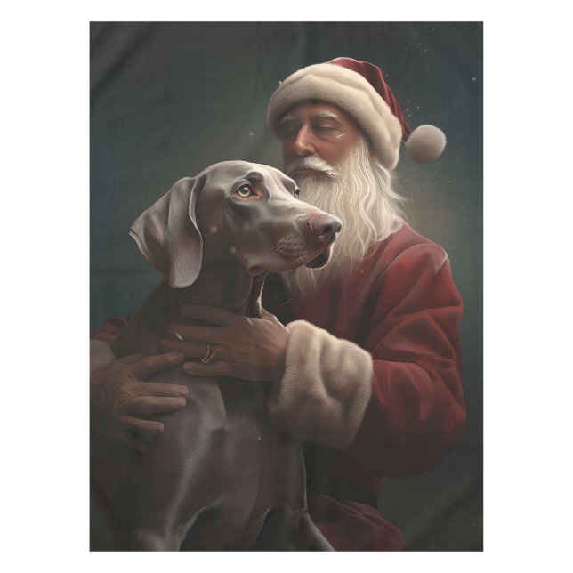 Nappe Weimaraner avec le Père Noël Festif de Noël (Devant)