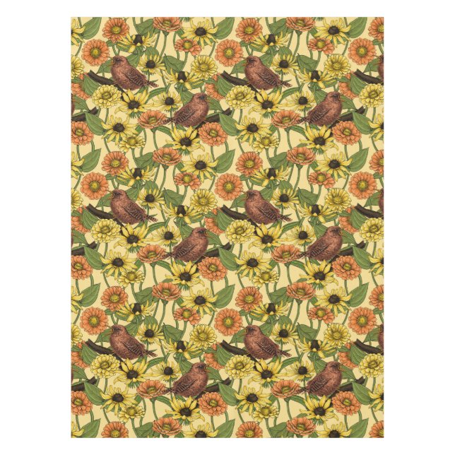 Nappe Wens et fleurs sur jaune pâle (Devant)