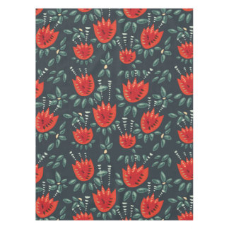 Nappe Whimsical Red Tulips Floral Art - Printemps Abstra