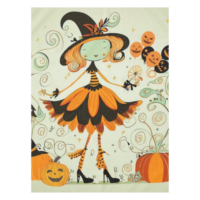 Nappe whimsical/sorcière/citrouille/chute (Devant)