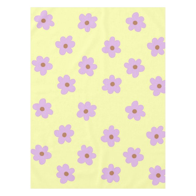 Nappe Whimsical violet et jaune floral rétro joyeux (Devant)