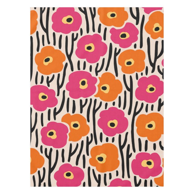 Nappe Wild Flowers Pattern Hot Pink and Orange (Devant)
