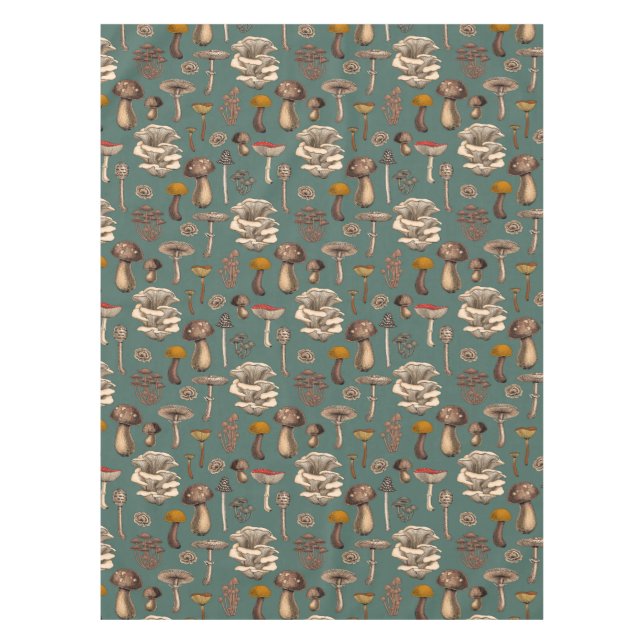 Nappe Wild Mushrooms  on pine green (Devant)