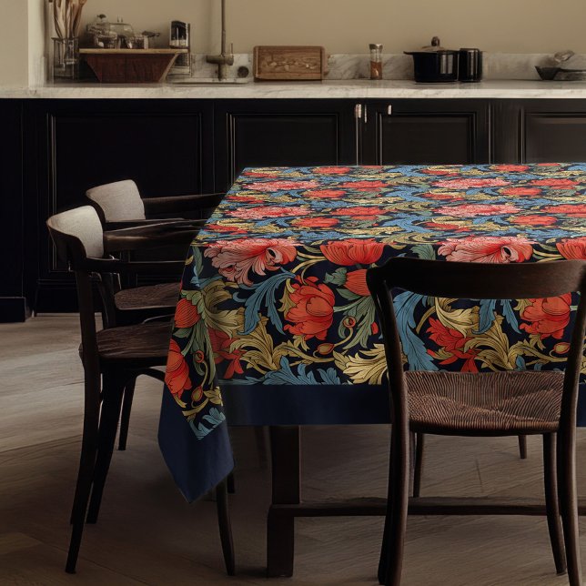 Nappe William Morris Pimpernel bleu rose rouge (William Morris Pimpernel pastel blue pink red Tablecloth)