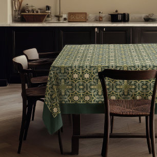 Nappe William Morris Pimpernel Motif Green Gold
