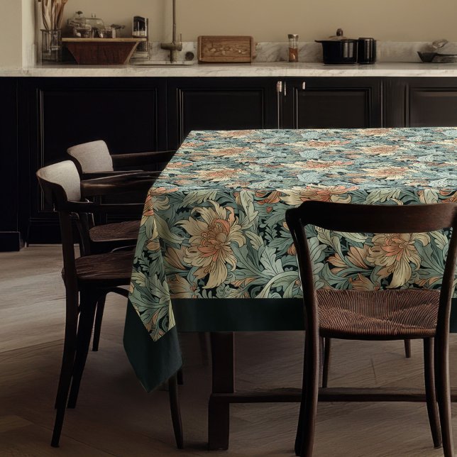 Nappe William Morris Pimpernel pastel bleu ivoire pêche (William Morris Pimpernel pastel blue ivory peach Tablecloth)