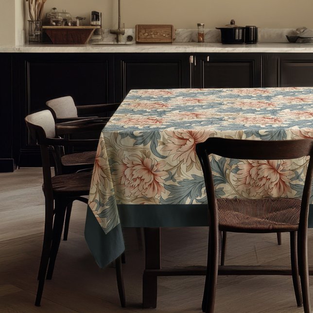 Nappe William Morris Pimpernel pastel bleu pêche ivoire (William Morris Pimpernel pastel blue peach ivory Tablecloth)