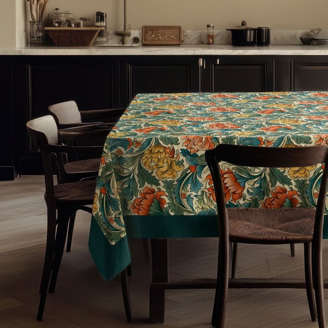 Nappe William Morris Pimpernel terre cuite pastel bleu (William Morris Pimpernel terracotta pastel blue Tablecloth)