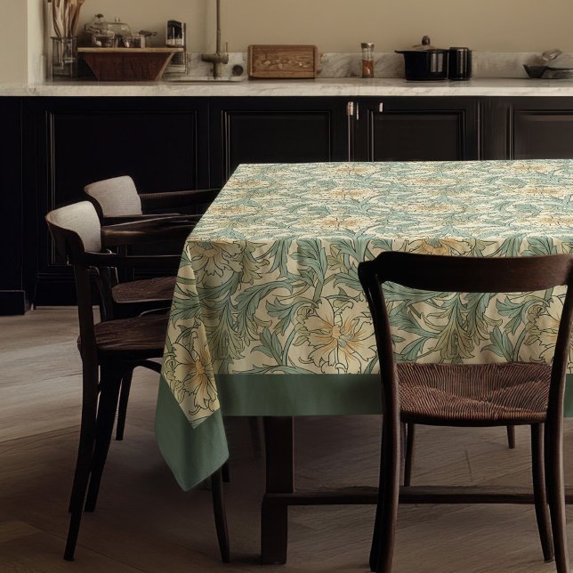 Nappe William Morris Pimpernel vert ivoire bleu (William Morris Pimpernel pastel green ivory blue Tablecloth)