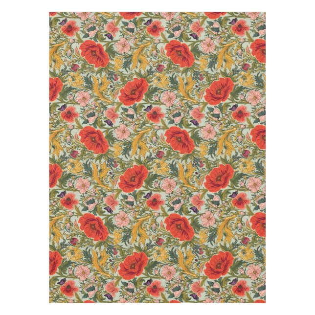 Nappe William Morris Poppies Floral Art Nouveau Pattern  (Devant)