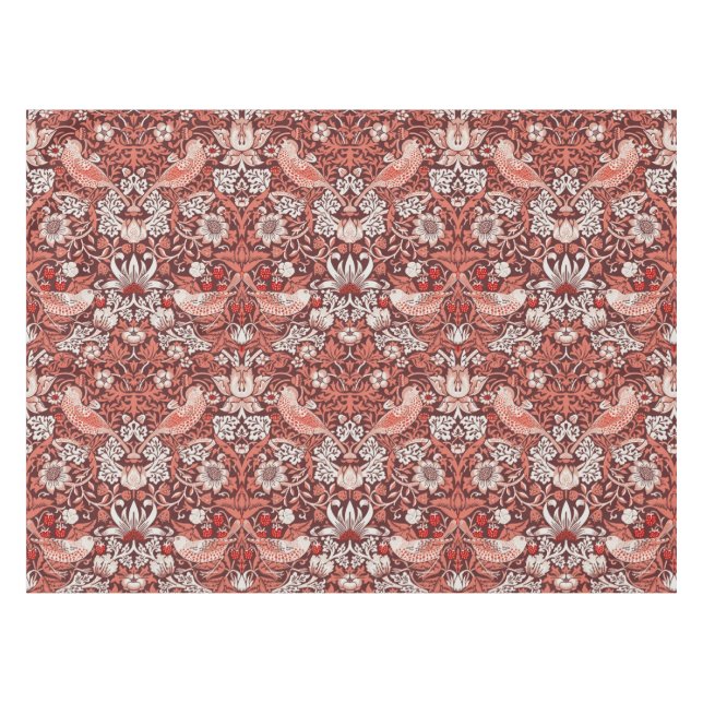 Nappe William Morris Strawberry Thief Oiseau en Terracot (Devant (Horizontal))