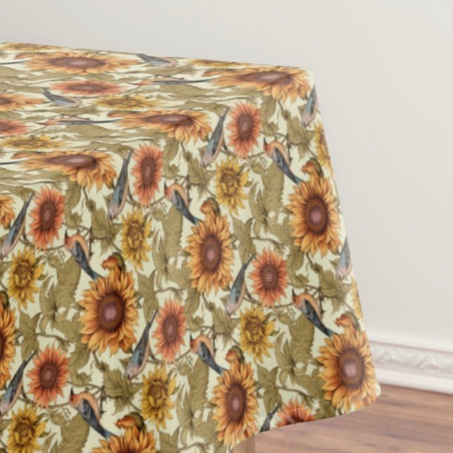 Nappe William Morris Tournesols d'automne Oiseaux Automn (Sunflowers and birds for autumn dining!)