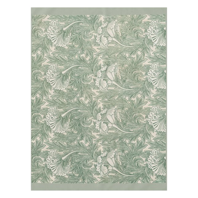 Nappe William Morris tulip fond textile vert (Devant)