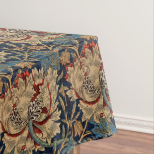 Nappe William Morris Vintage motif floral rouge bleu