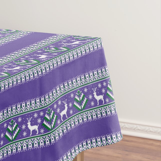 Nappe Winter Purple et Green Christmas Fair Isle (In Situ)