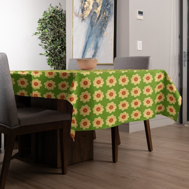 Nappe Yellow Dahlia Floral Pattern on Green (In Situ Table)