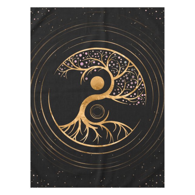 Nappe Yin Yang Tree of life - Fluorure et or (Devant)