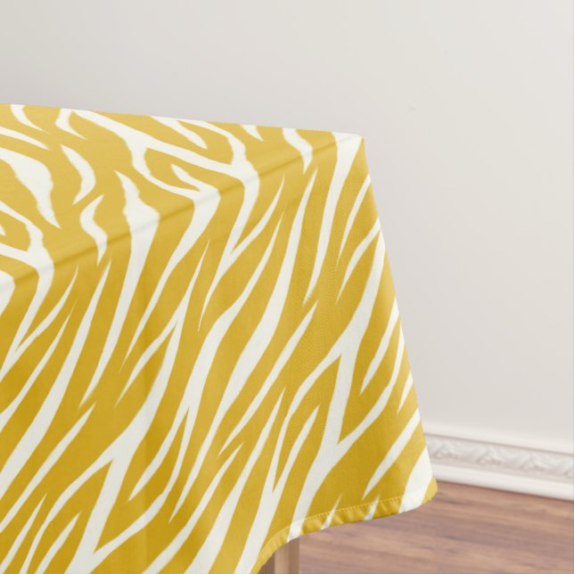 Nappe Zebra Print Blanc Jaune Ochre mignon Motif moderne (In Situ)