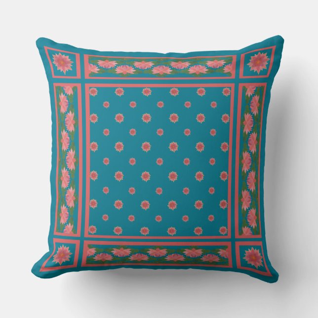 Nappes d'eau rose sur Coussin bleu profond ou cous (Recto)