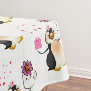 Nappes Saint-Valentin Coeurs de pingouins