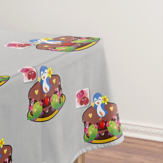 Nappes Saint-Valentin Coeurs de pingouins (In Situ)