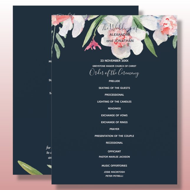 Narcisse blanc sur programme de mariage marine (Créateur téléchargé)