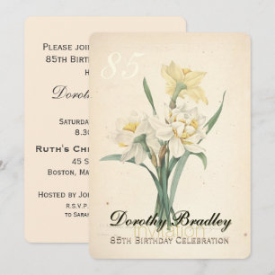 Narcisse botanique 85e anniversaire Invitation