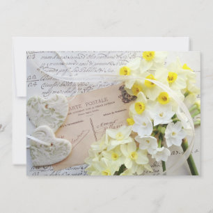 narcisse, coeur avec faire-part de mariage script