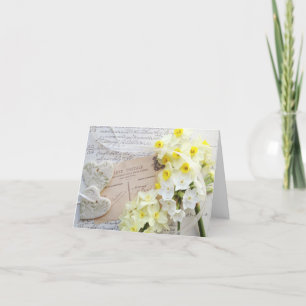narcisse, coeur avec script merci carte de note