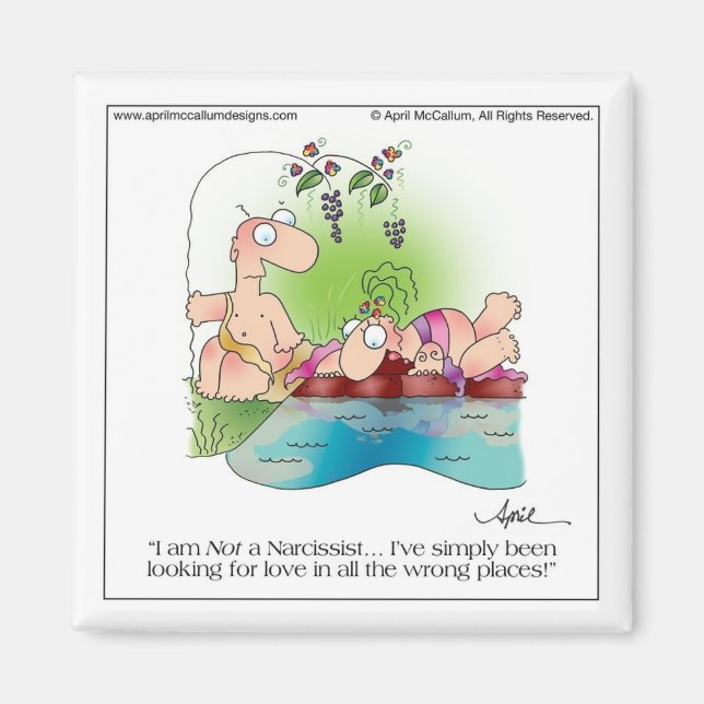 NARCISSIST WOMAN Cartoon Magnet par April McCallum (Devant)